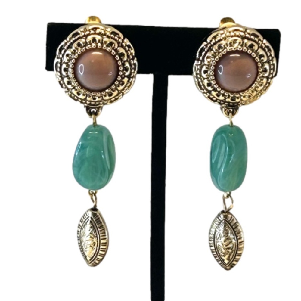 Light-Weight Acrylic Clip On Ling Dangle Earrings